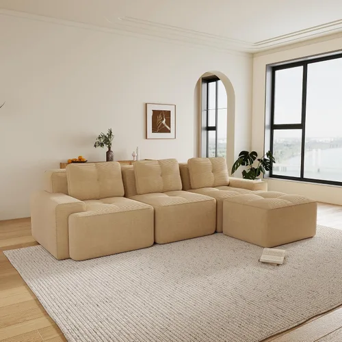 Vista 11 de Sofás seccional modular de 80" sin huesos modernos para sala de estar, juego de sofás comprimidos de 2 plazas con asiento profundo, sin necesidad