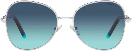 Vista 2 de Tiffany & Co. Gafas de sol para mujer, montura plateada, lentes azul degradado azul, 2.244 in, plateado