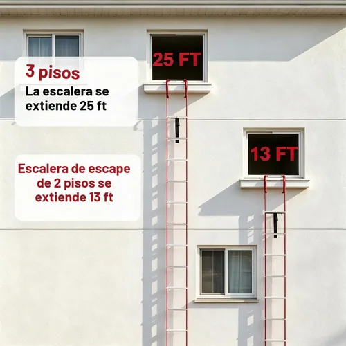 Vista 3 de Escalera de escape de incendios retráctil de 2 pisos Hausse, 13 pies