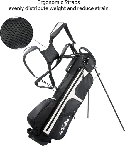 Vista 5 de LONGCHAO Golf Bag,4 Way Golf Bag Stand with Backpack Shoulder,6 Pockets Ping Golf Club Bag, 2 Bags in 1 for Women