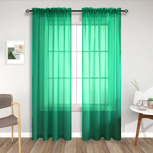 Vista 44 de Cortinas traslúcidas negras de 45 pulgadas de largo para ventanas de baño, juego de 2 paneles, cortinas de media ventana para cocina y dormitorio