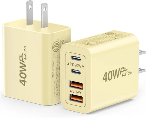 Vista 17 de [Paquete de 2] Cargador de pared USB C, cargador tipo C de 40 W, bloques de 40W 2Pack Azul bebé