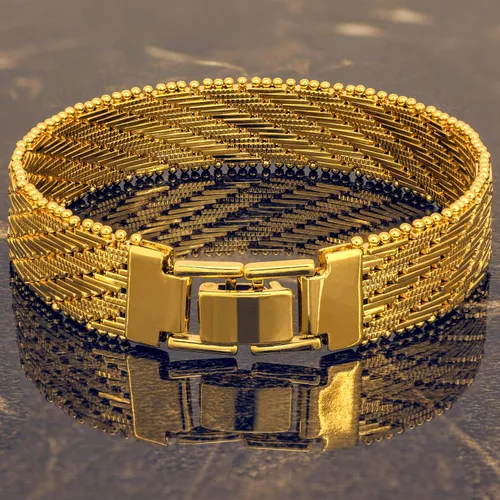 Vista 4 de LIFETIME JEWELRY Pulsera de tejido de cesta plana vintage chapada en oro real de 24 quilates para mujeres y hombres (0.276 in y 0.512 in)