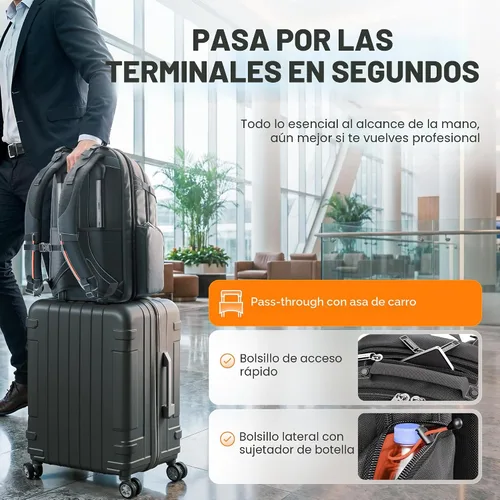 Vista 4 de Everki (EKP120) mochila para portátiles de hasta 18.4 pulgadas Nylon, Polyester, Durable, Multi-Padded Pockets, Travel-Friendly, School & Work