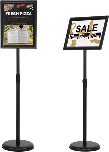 Vista 9 de Soporte de Cartel con Pedestal Ajustable de 8.5 x 11 Pulgadas, Soporte de Letrero de Pie de Servicio Pesado con Marco de Exhibición de Aluminio
