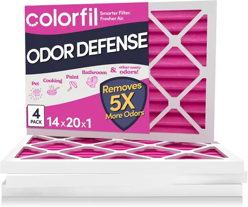 Vista 25 de Colorfil - Filtro de aire de 12 x 12 x 1 pulgadas, filtros que cambian de color para olores de gatos y perros, filtro de aire acondicionado MERV 8