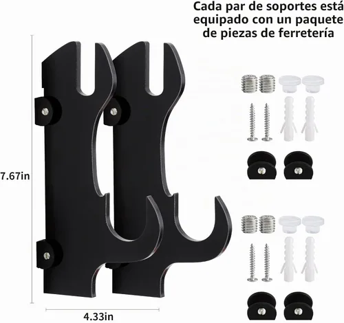 Vista 3 de Soporte de pared para katana - Soporte de espada de plexiglás negro - Soporte para espada samurái