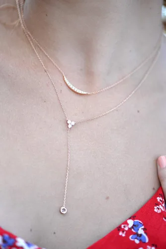Vista 2 de espere Collar de plata de ley con circonita cúbica para mujer, collar con triple circonita cúbica en forma de Y