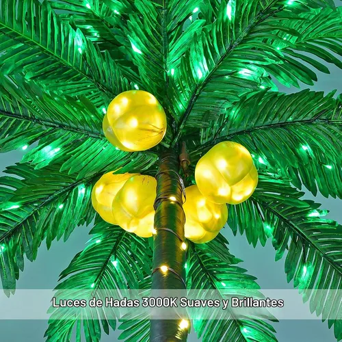 Vista 6 de Palmera Iluminada de 8 Pies 256 LED Árbol de Palmera Artificial con Luces para Decoración Exterior e Interior Vacaciones de Verano Navidad Tiki Bar