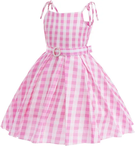 Vista 7 de Disfraz de cosplay rosa para niñas, disfraz de fiesta de cumpleaños de Halloween con accesorios de 3 a 12 años