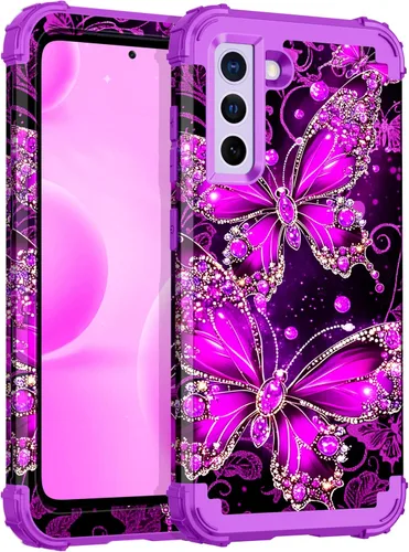 Vista 11 de Casetego Funda compatible con Galaxy S21 5G, tres capas, resistente, a prueba de golpes, protección completa, policarbonato duro y TPU suave