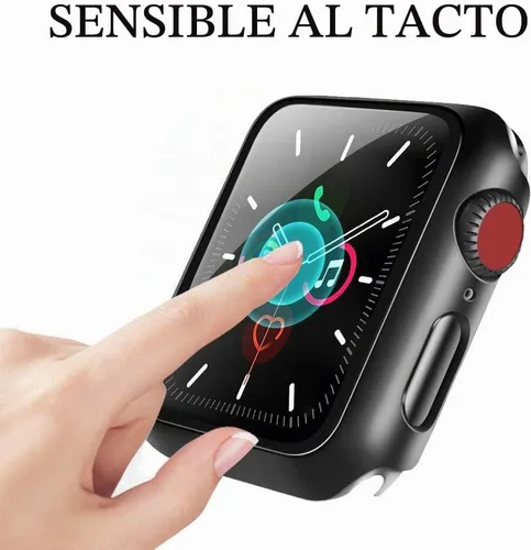 Vista 4 de YMHML Funda compatible con Apple Watch de 1.496 pulgadas Series 3/2/1 con protector de pantalla de vidrio templado integrado, protector delgado