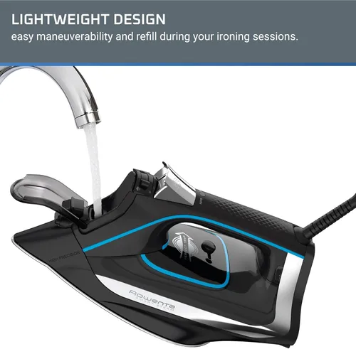 Vista 13 de Rowenta, Plancha de vapor de acero inoxidable Smart Temp para ropa, 380 agujeros de microvapor, planchado de 1725 vatios, apagado automático