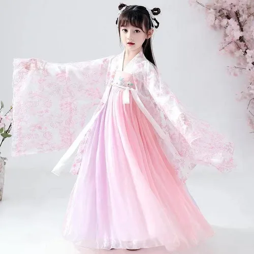 Vista 7 de Vestido chino Hanfu para niñas, vestido de hada pequeña, ropa de baile china para niñas