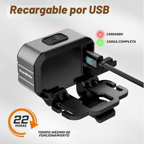 Vista 7 de EverBrite Faro ultraligero 400LM, lámpara principal de 1.59oz con clip de Gris