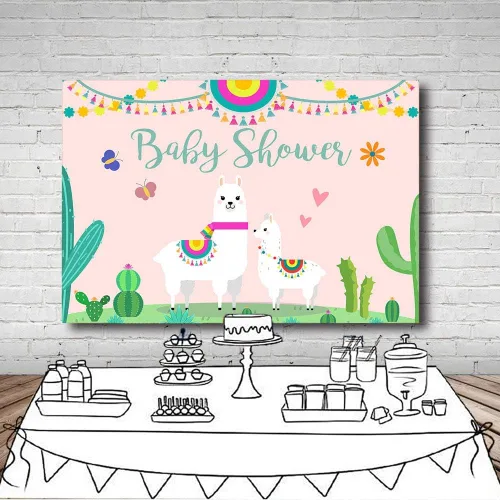 Vista 5 de Fondo de cabina de estudio fotográfico para baby shower, fiesta rosa, cactus mexicano, llama, mamá, señorita, fondos de fotografía para suministros
