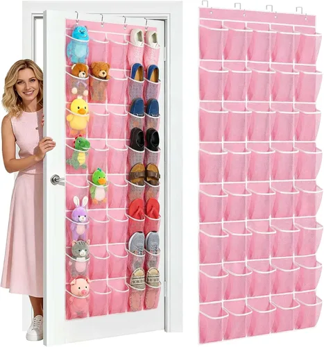 Vista 9 de Organizador de Zapatos para Colgar en la Puerta con 40 Bolsillos - Organizador Colgante de Zapatos de Malla Grande, Perchero para Almacenamiento