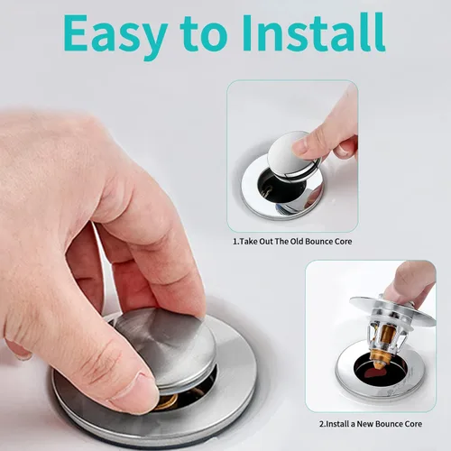 Vista 13 de Tapón para lavabo, colador de desagüe para lavabo de baño con colector de pelo, para orificio de desagüe de 1.04''~1.97'', cubierta de desagüe Cromo