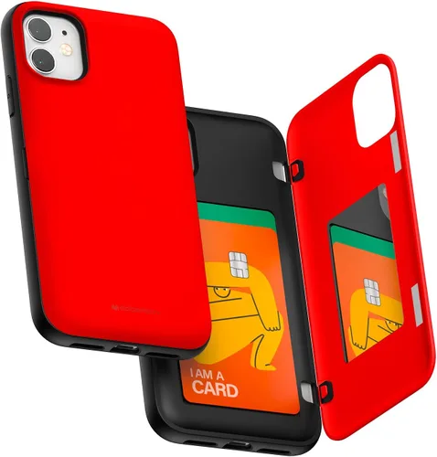 Vista 9 de Carcasa Goospery tipo cartera para iPhone 11, con funda para tarjetas, carcasa de teléfono con protección dual con capa antigolpes, IP11-MDB
