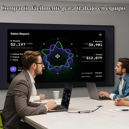 Vista 8 de Minthouz USB C Hub 5 en 1, 4K a 60Hz Pantalla HDMI 125W PD Datos USB-C y USB-A de 10 Gbps, adaptador multipuerto para Mac Book Pro/Air, iPad Pro