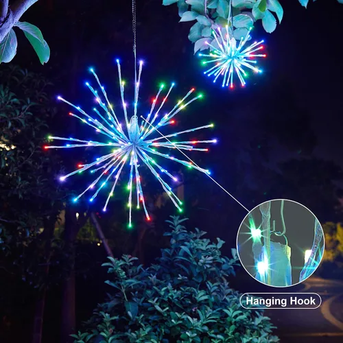 Vista 3 de LIGHTSHARE Luz de Bola de 12 Pulgadas con Forma de Estrella de Fuegos Artificiales, 80 Luces LED, Luces de Fuegos Artificiales que Parpadean