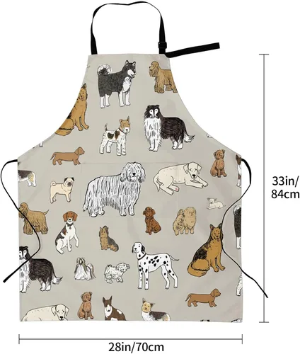 Vista 6 de Perinsto Delantal Impermeable para Mascotas Perros Gatos Animales Lindos con Babero para Aseo Cocina Horneado Pintura Jardinería