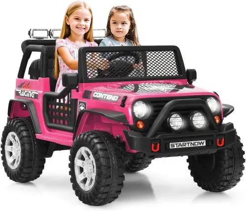 Vista 11 de OLAKIDS Camión de paseo para niños, vehículo eléctrico de 2 plazas de 12 V con control remoto, auto de juguete alimentado por batería para niños