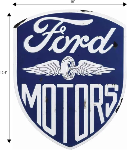 Vista 17 de Ford Logo Evolution - Letrero de metal vertical en relieve – Letrero vintage de Ford para garaje o cueva de hombre