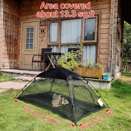 Vista 2 de AICHIFAN - Mini tienda de campaña para gatos para exteriores, recintos de mascotas y gatos, sombrilla portátil y casa de juegos para gatos