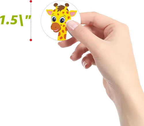 Vista 4 de 600 adorables calcomanías redondas de animales terrestres en 16 diseños con línea perforada versión ampliada (cada uno mide 1.5 pulgadas de diámetro)