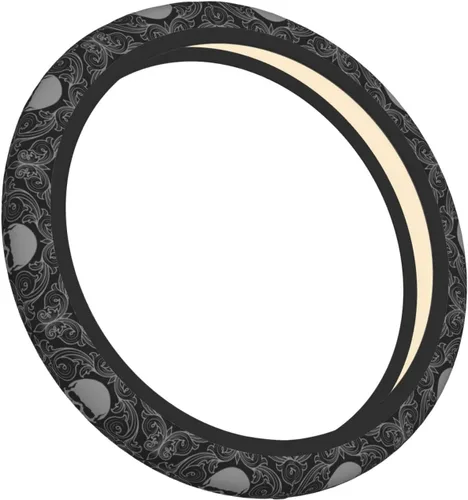 Vista 4 de Funda de volante retro con diseño de calavera para mujeres, hombres y niñas, accesorios para automóvil, decoración, antideslizante, de neopreno, 15