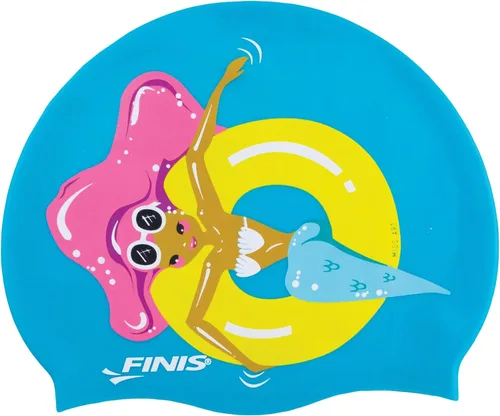 Vista 9 de FINIS Gorra de silicona de sirena, divertido gorro de natación para niños con un ajuste universal, gorra de natación 100% de silicona con borde