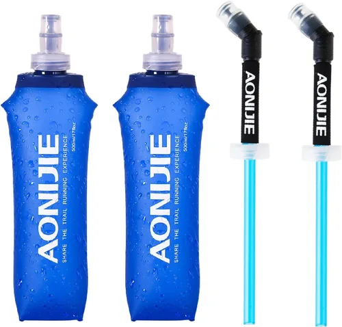 Vista 10 de JEELAD Soft Folding Water Bottles TPU Collapsible Flask Hydration Pack Ideal for Running Hiking Cycling Outdoor