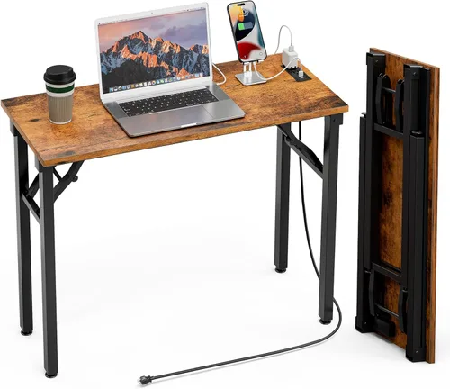 Vista 12 de TEMI Mesa de Computadora Pequeña Mesa Plegable - Escritorio de Oficina Plegable de 35.8", Sin Ensamblaje, Perfecto para Espacios Pequeños