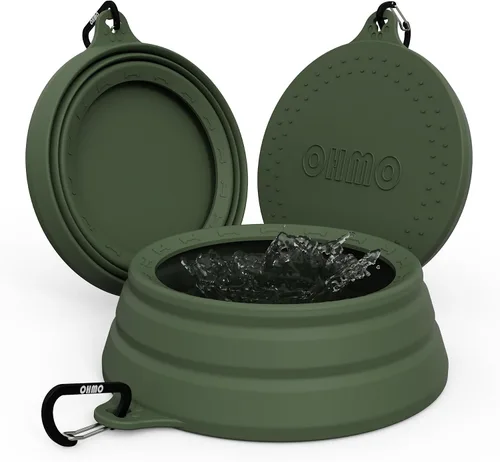 Vista 10 de OHMO Tazón de Agua para Perros Colapsable a Prueba de Derrames 24oz para Autos, Tazones Portátiles sin Salpicaduras para Viajes de Perros