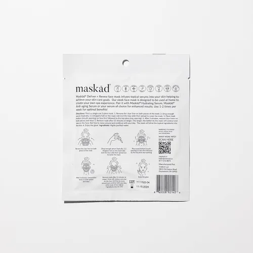 Vista 3 de MASKĀD® Máscara facial de hidrogel – Antienvejecimiento, entrega + renueva, máscara facial de infusión – Mascarilla reafirmante, suavizante