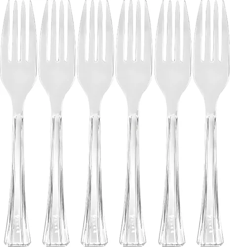 Vista 2 de Lillian tablesettings 48 cubiertos de plástico., tenedores, Transparente