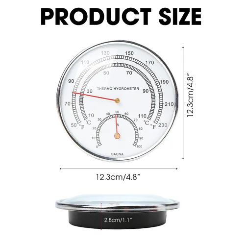 Vista 2 de Marsrut Termómetros de sauna Fahrenheit e higrómetro, medidor de medición de temperatura, higrotermógrafo de esfera interior, accesorios