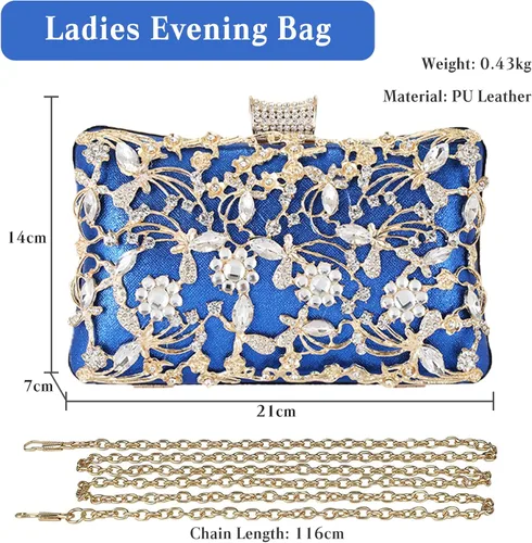 Vista 3 de CORIOS Bolso de noche con diamantes de imitación para mujer, bolso de mano de cristal brillante con purpurina y lentejuelas