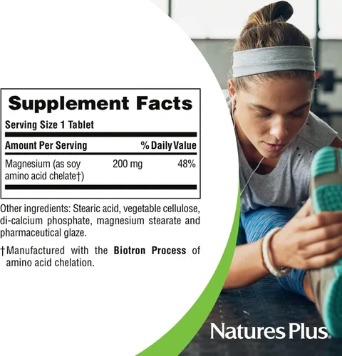 Vista 5 de NaturesPlus Magnesio - 200 mg, 180 Tabletas - Vegetariano, Sin Gluten - 180 Porciones