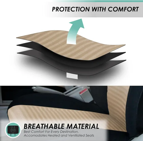 Vista 3 de FH Group Fundas de asiento de automóvil 3D de malla de aire con elegancia moderna, compatibles con bolsa de aire y listas para separar, juego