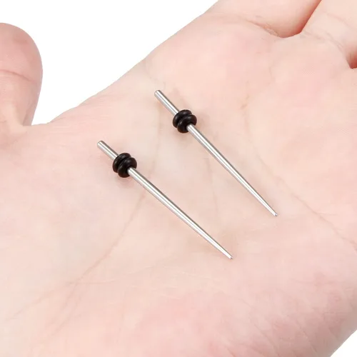 Vista 7 de Vsnnsns 14G 12G 10G 8G 6G 4G 2G 0G 00G 316L - Kit de estiramiento de acero inoxidable quirúrgico 316L, pasador de inserción para oreja, nariz