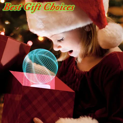 Vista 6 de Luz nocturna de baloncesto, lámpara de ilusión LED 3D con control remoto y cable USB, luces intercambiables de 16 colores, el mejor regalo