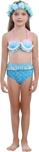 Vista 8 de Traje de baño con cola de sirena para niñas, traje de baño de princesa, traje de baño para nadar