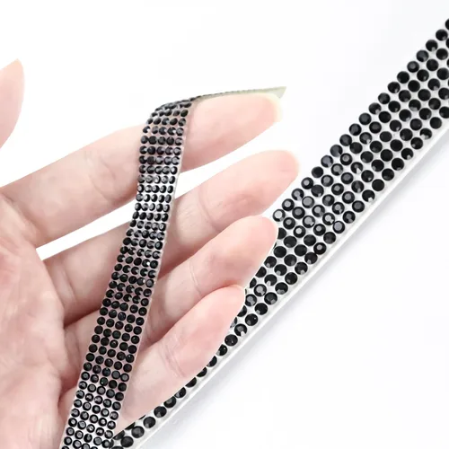 Vista 7 de Cinta de diamantes de imitación brillantes de 0.4 pulgadas para manualidades, tiras de cristal autoadhesivas, calcomanías de diamantes de imitación