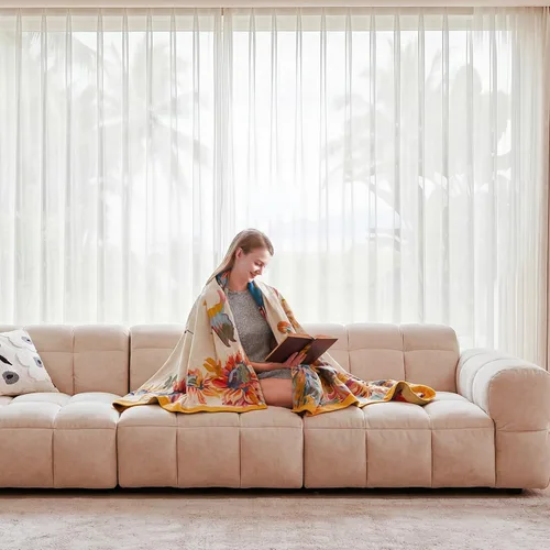Vista 7 de Manta Bohemia – Manta suave 100% algodón para cama, 60"x80", reversible, transpirable, ligera, para otoño, todas las estaciones, decoración de casa