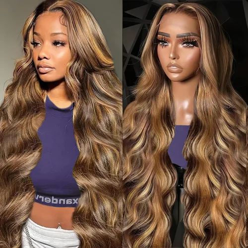Vista 12 de Peluca de cabello humano ondulado con encaje frontal HD de 13 x 6 pulgadas, densidad del 200 %, predepilada, color marrón chocolate, peluca