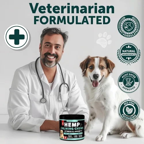 Vista 6 de Masticables calmantes de cáñamo para perros, masticables calmantes para perros, golosinas para aliviar la ansiedad del perro con aceite de cáñamo