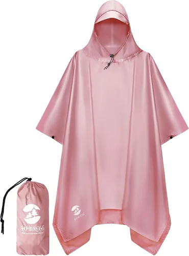 Vista 10 de SaphiRose Poncho de lluvia con capucha, impermeable, para hombres, mujeres y adultos Algas Azul 1 Pack