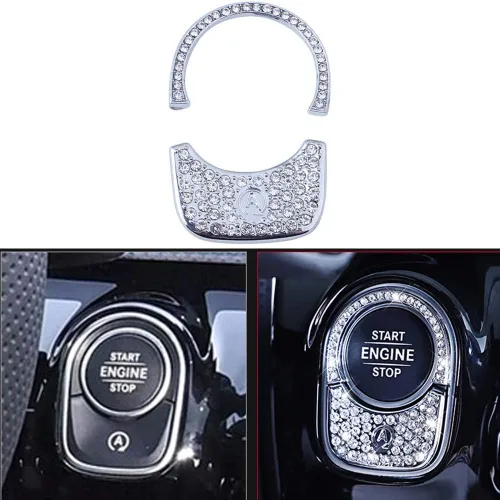 Vista 4 de Pursuestar Bling Bling - Cubierta para interruptor de control de encendido con botón de cristal, accesorios para el interior del automóvil